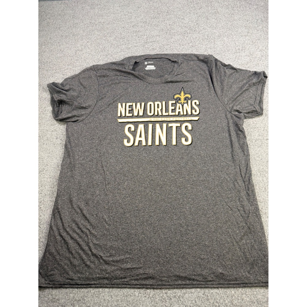 NFL Team Apparel New Orleans Saints T-Shirt Mens 2XL Gray Heather Fleur-De-Lis